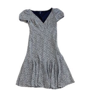 Women's Chaps Print Surplice Fit & Flare Empire Dress Navy Floral